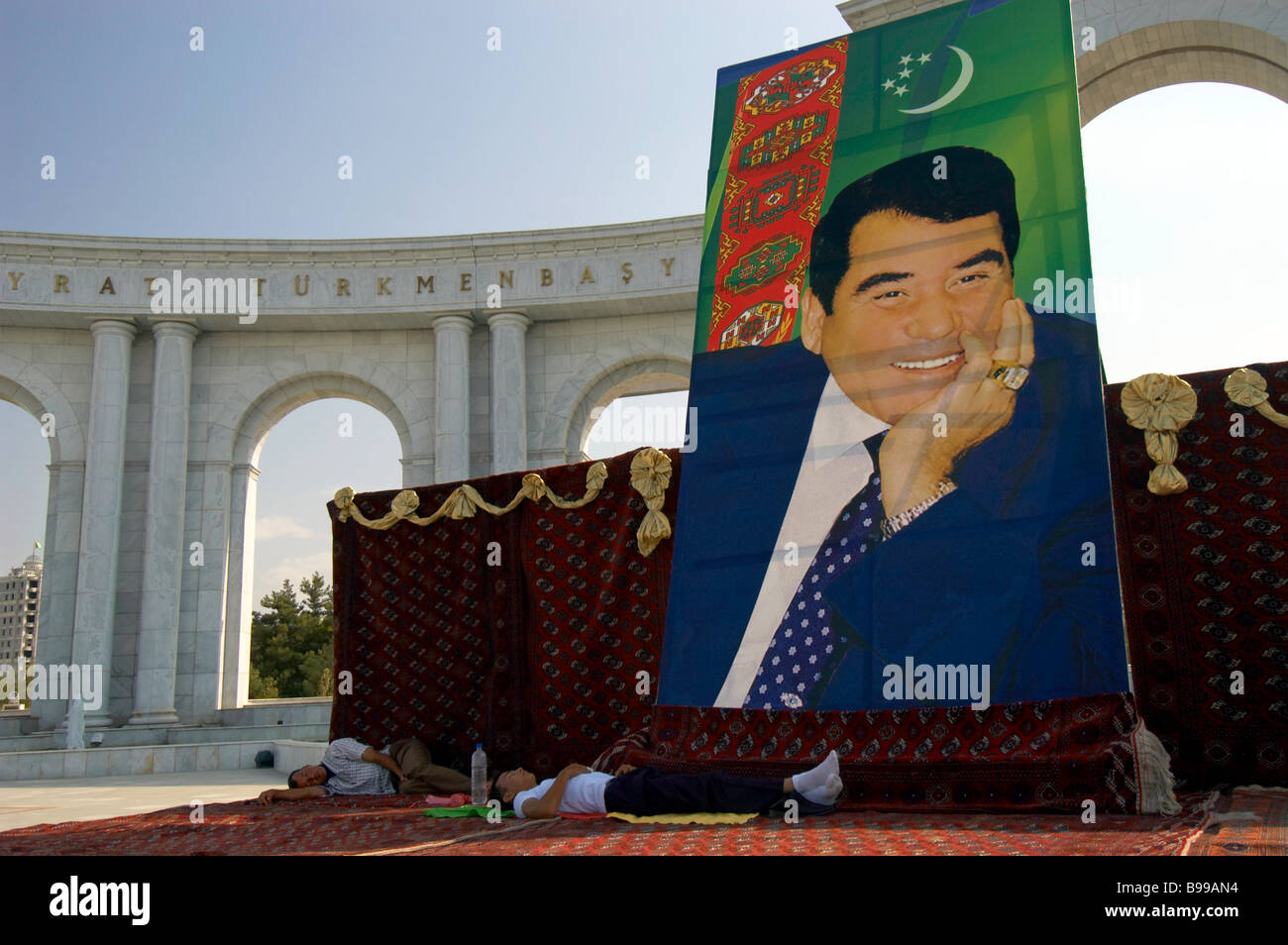 Turkmenbashy cult personality statue Turkmenbashi Stock Photo