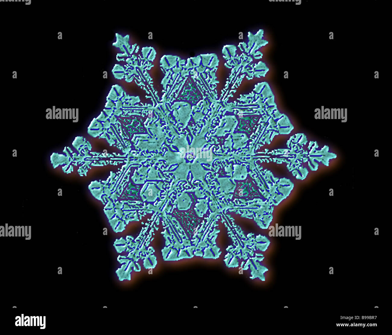 colour enhanced photograph of snowflakes Stock Photo - Alamy