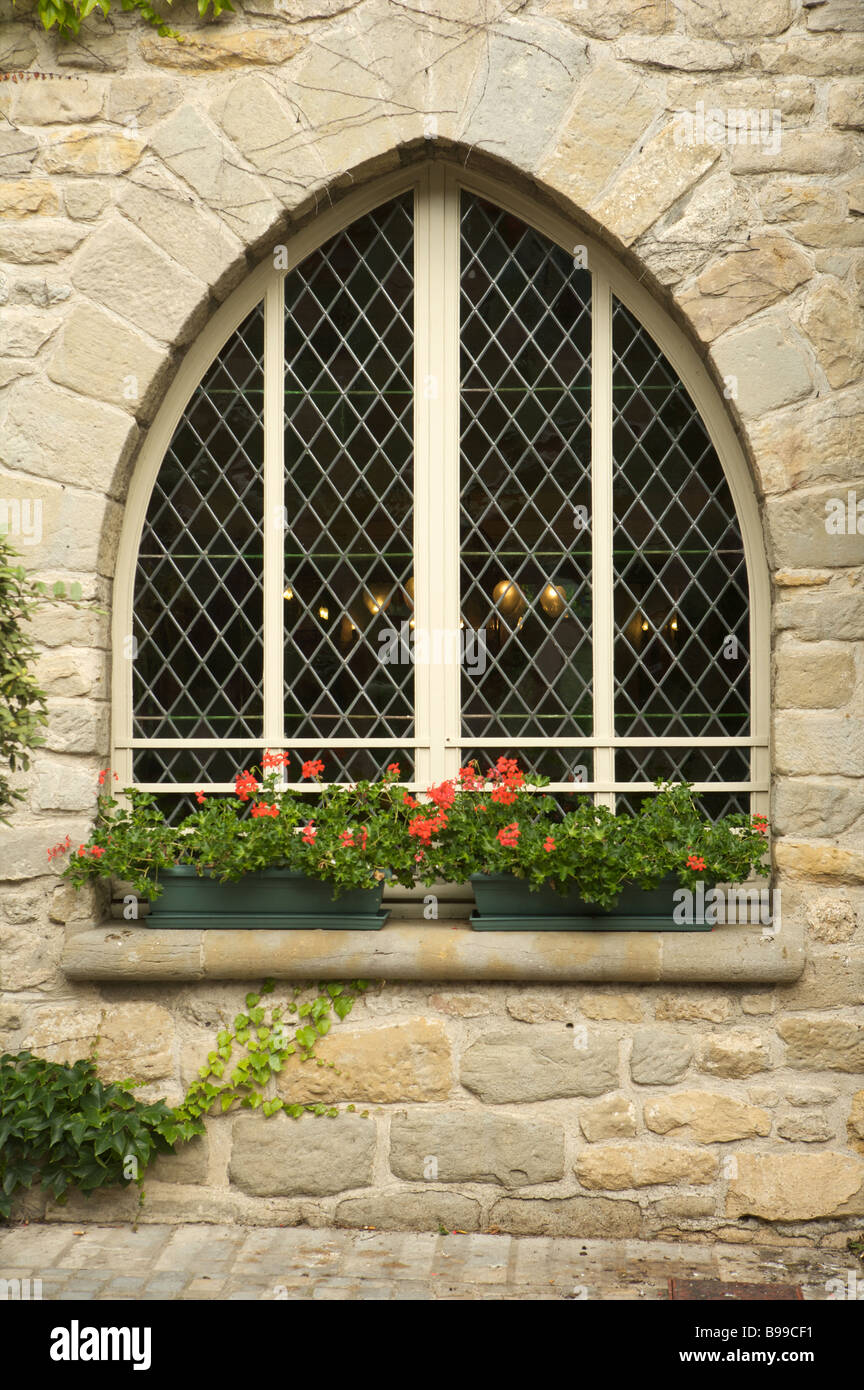 A window at the Hotel de la Cite in Carcassonne in France Stock Photo