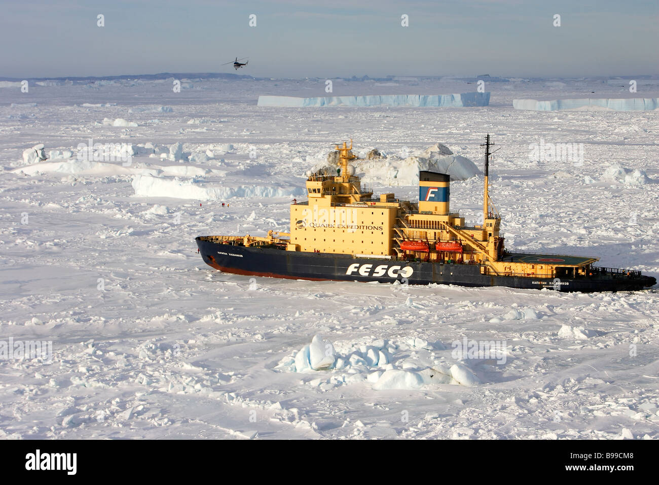 Ice breaker MV Kapitan Khlebnikov in the ice Stock Photo