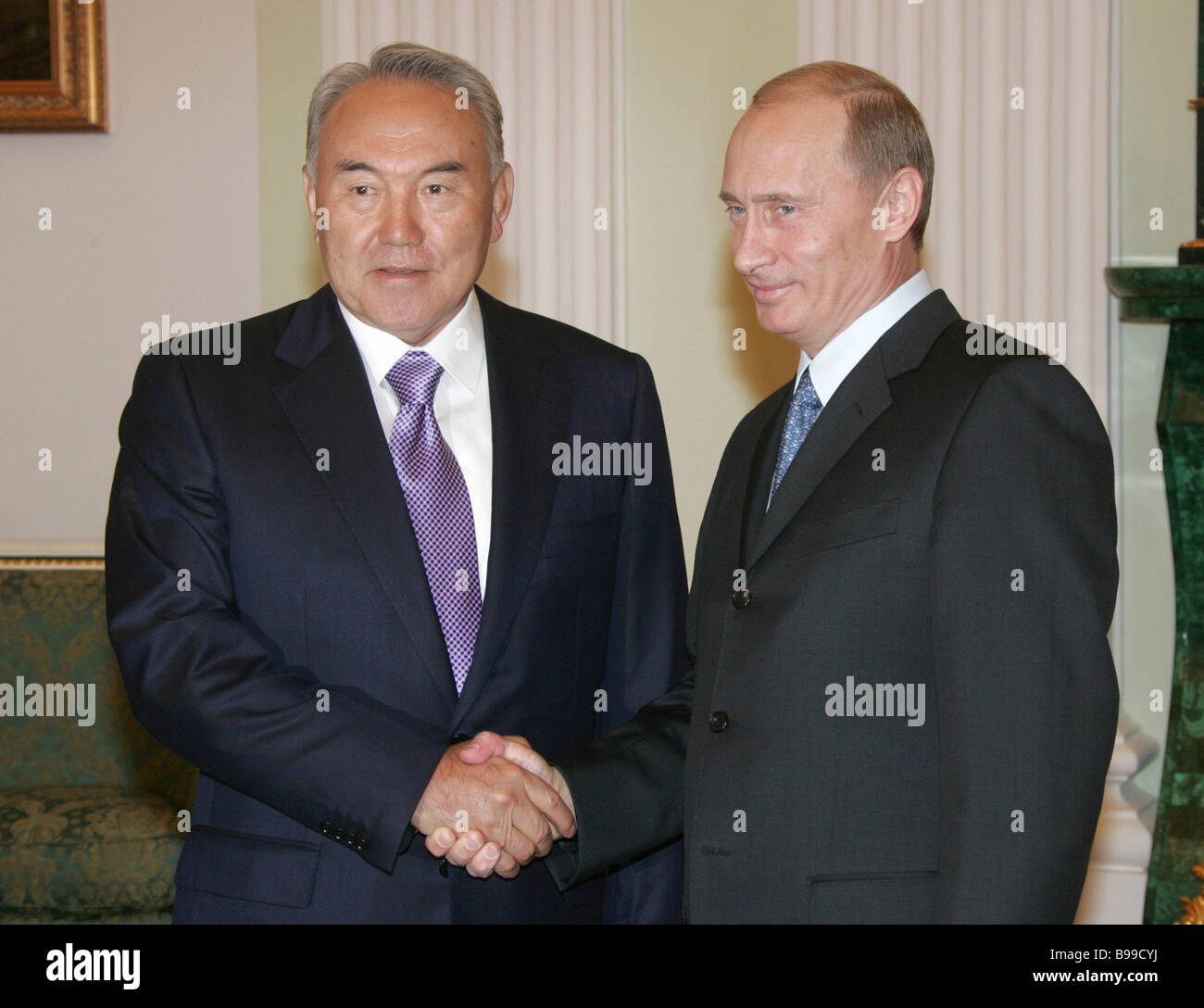 Russian President Vladimir Putin and Kazakh President Nursultan ...