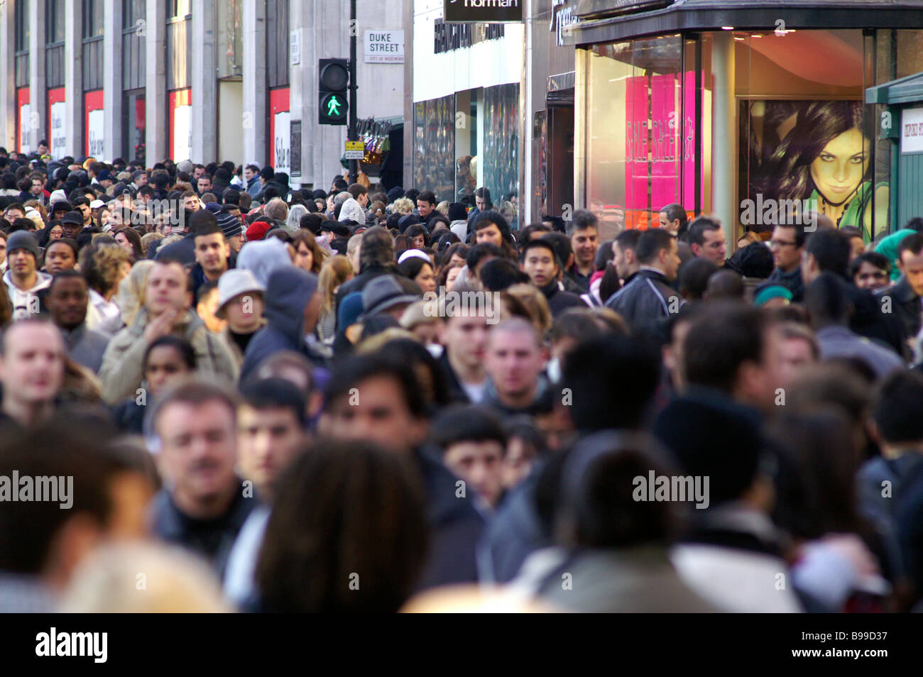 Incredible crowd at Oxford Street at Boxing Day. London Stock Photo