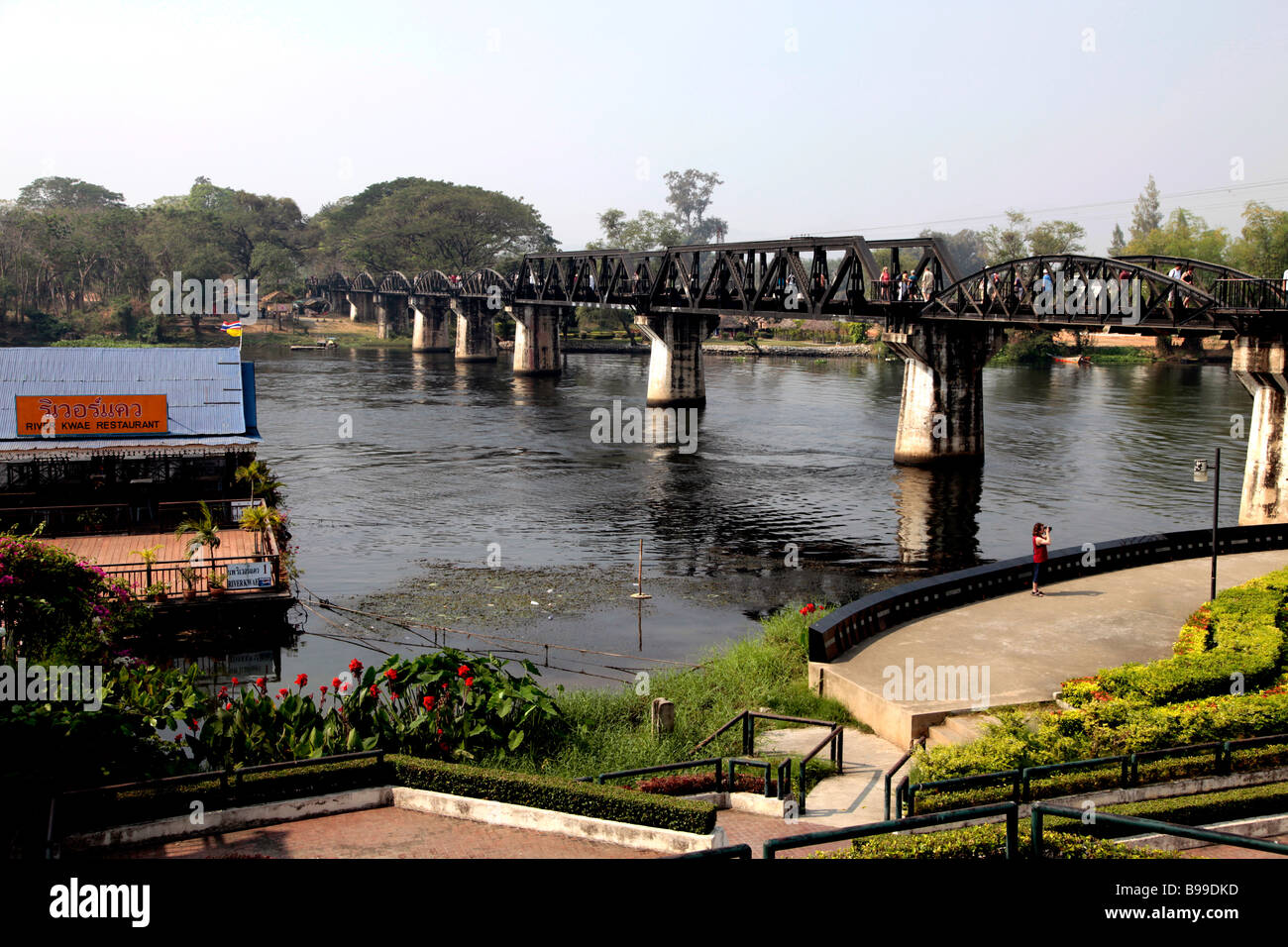 Bridge Over the River Kwai at Kanchanaburi, Thailand Stock Photo