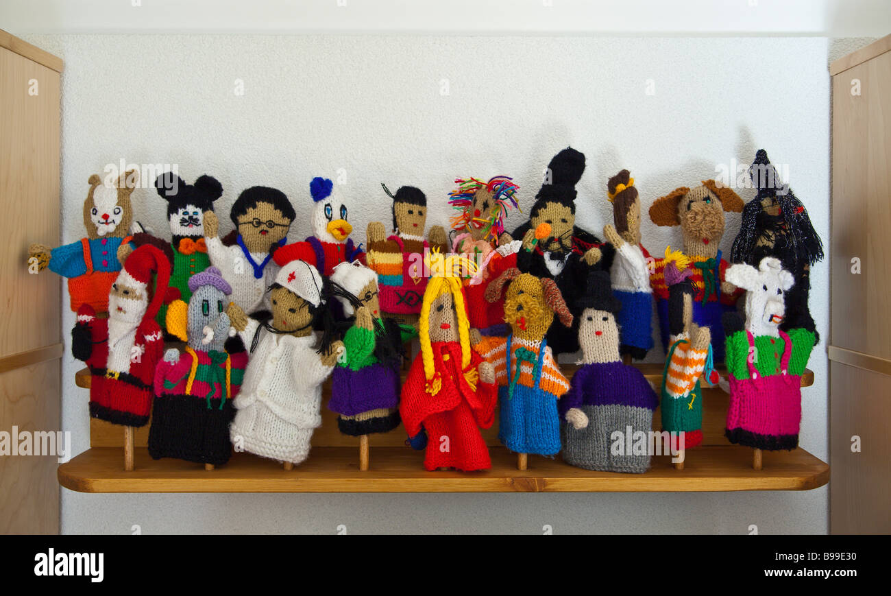 Puppets used for role playing in the office of a child psychiatrist Stock Photo