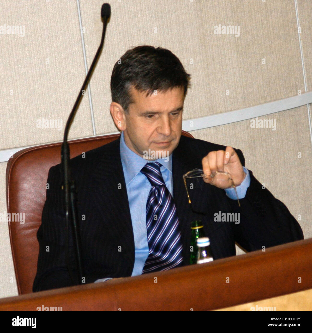 Russian Health and Social Development Minister Mikhail Zurabov left and