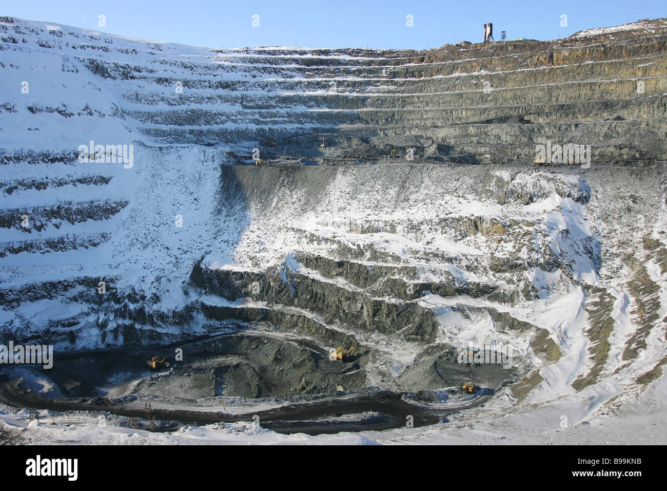 The Medvezhy Ruchei Bear Creek quarry of Norilsk Nickel Co Stock Photo