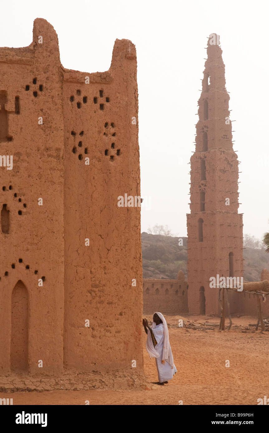 West Africa Burkina Fasso Northern Burkina Bani Mosque and minarets Stock Photo