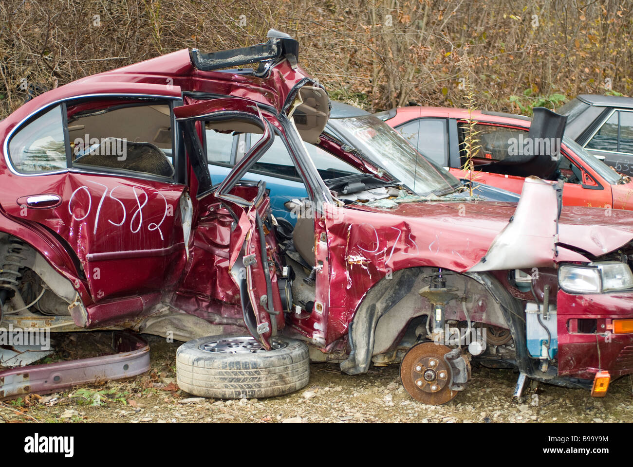 old car in a junk yard Stock Photo - Alamy