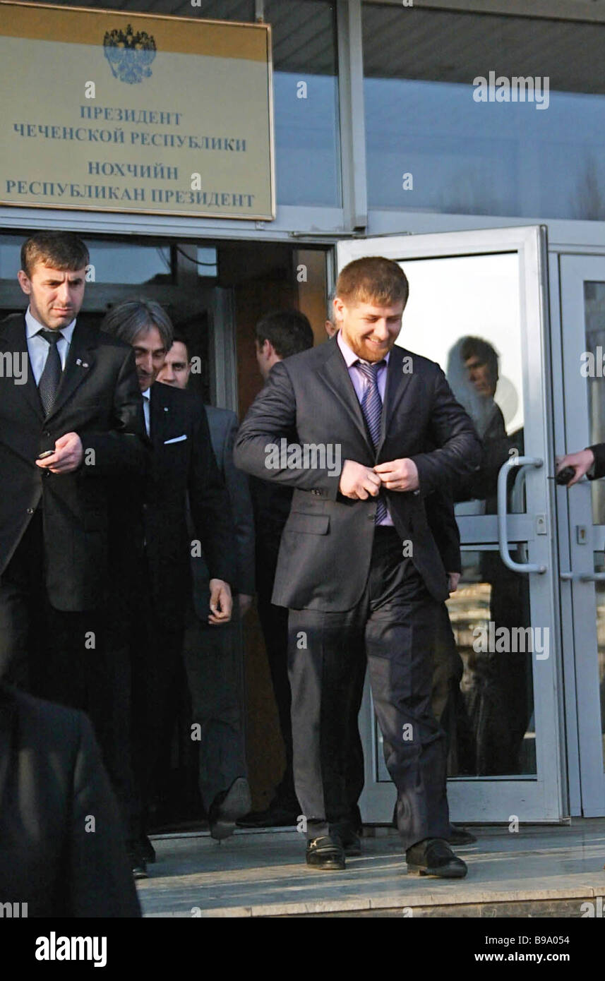 Ramzan Kadyrov to the right in the foreground before his first