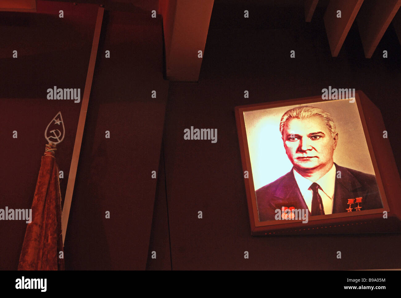 A portrait of prominent Soviet spacecraft designer Valentin Glushko in