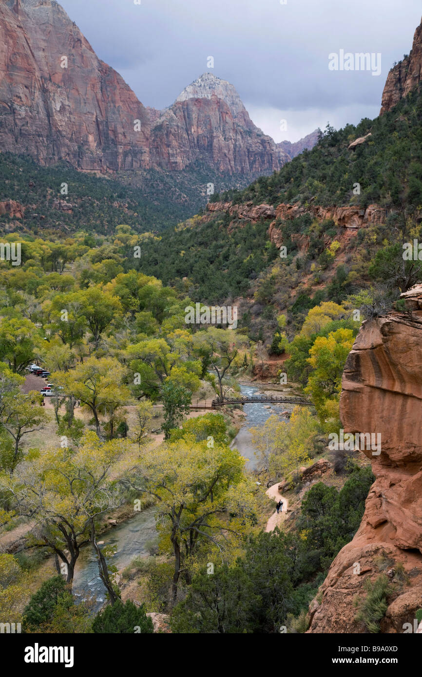 The Virgin River flows through Zion Canyon in Zion National Park Utah Stock Photo
