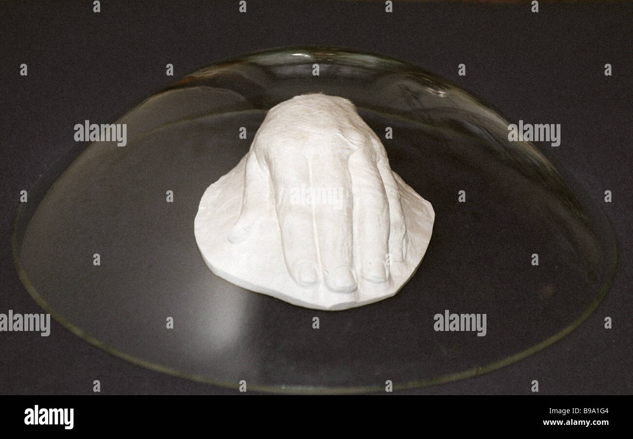 The posthumous hand mould of Vladimr Vysotsky in the Vysotsky Memorial Center Stock Photo