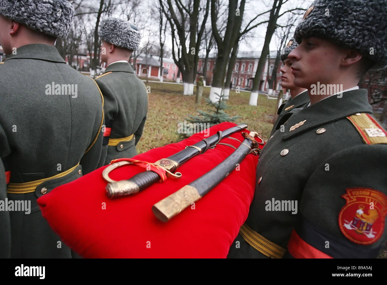 The reburial of General Vladimir Kappel Whiteguard hero of the Russian Civil War in the Donskoi Monastery graveyard Moscow His Stock Photo
