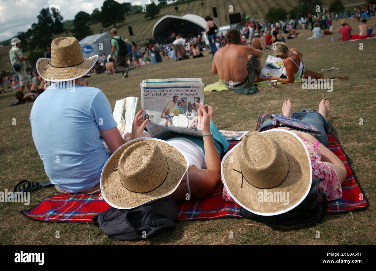 Taking a break at a Festival Stock Photo