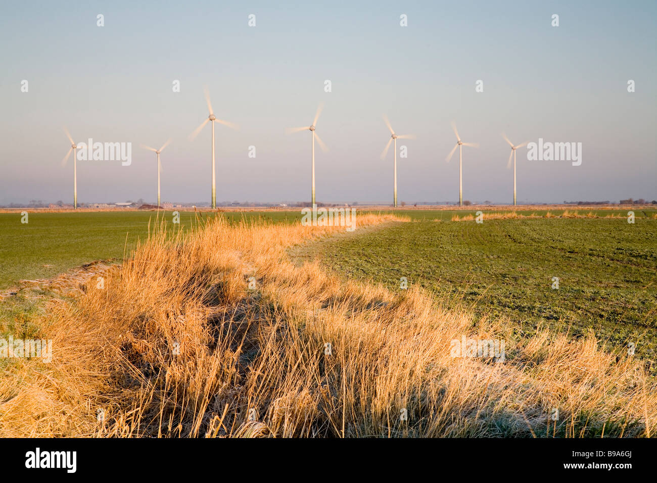 Conisholme Wind Farm renewable energy wind turbines in Lincolnshire Stock Photo