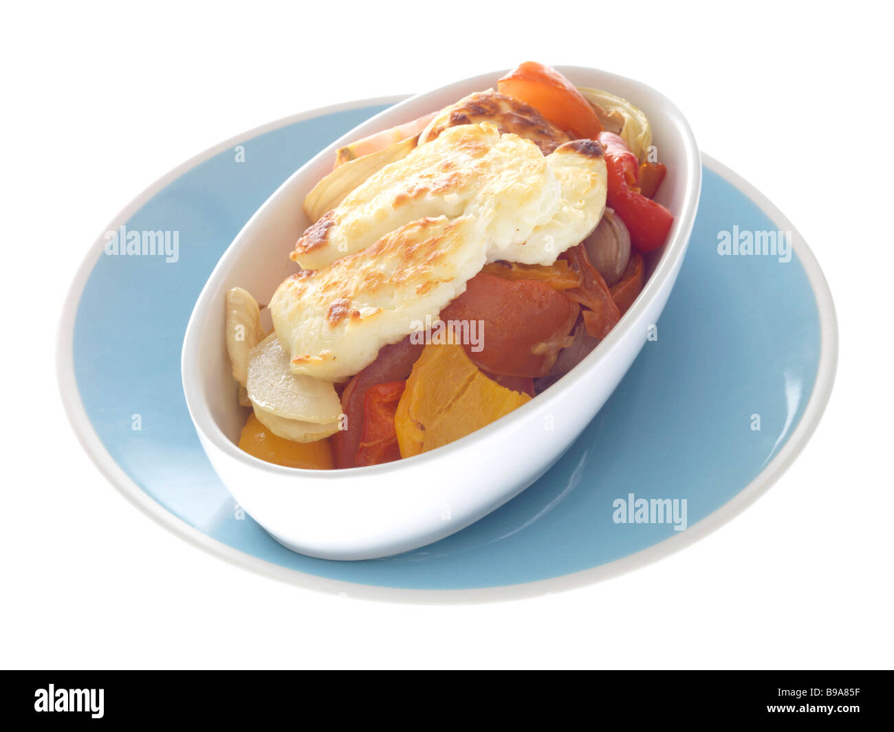 Roasted Vegetables with Halloumi Stock Photo