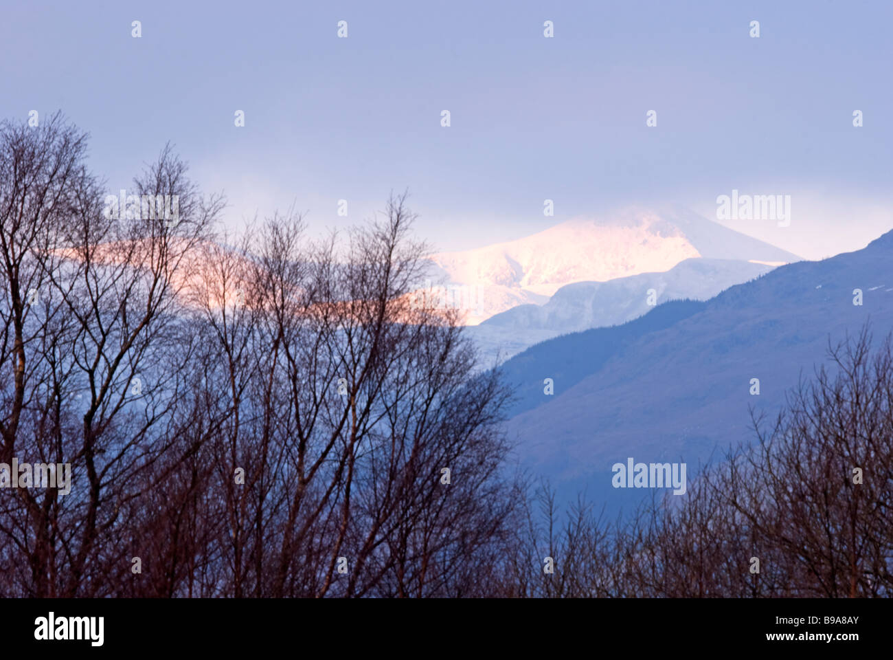 Beinn a Chroin, a Munro in the Scottish Highlands, on a winters morning Stock Photo