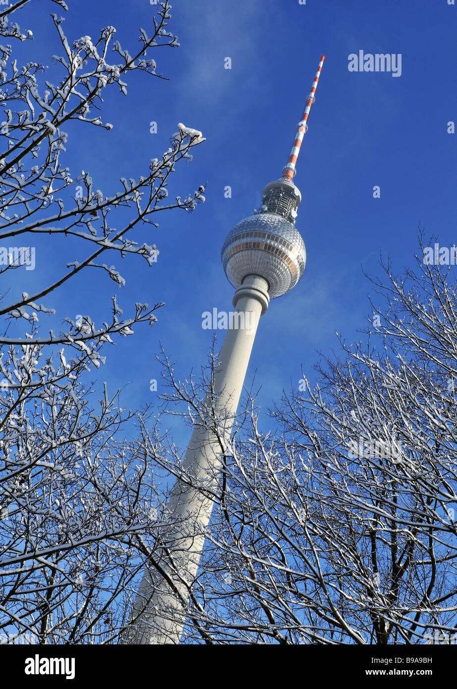 Berlin television tower winter germany Stock Photo Alamy