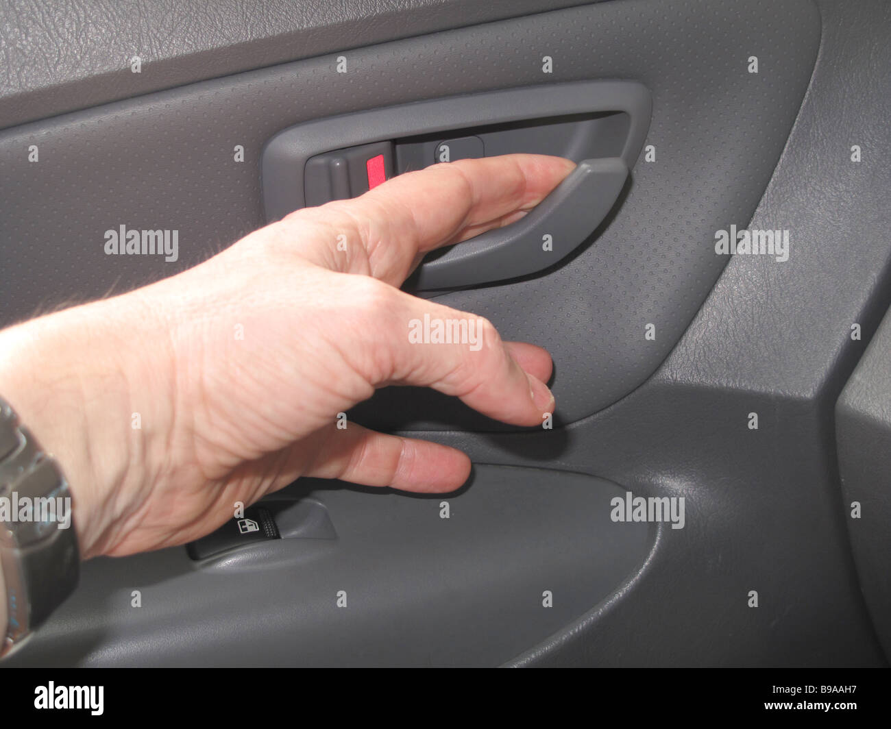 Hand opening car door Stock Photo Alamy