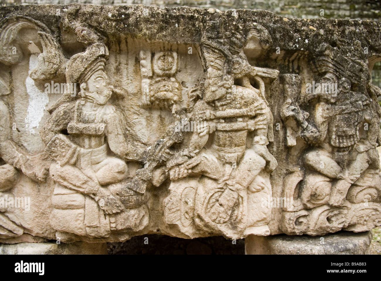 Detail of Altar Q. Copan, Honduras. Stock Photo