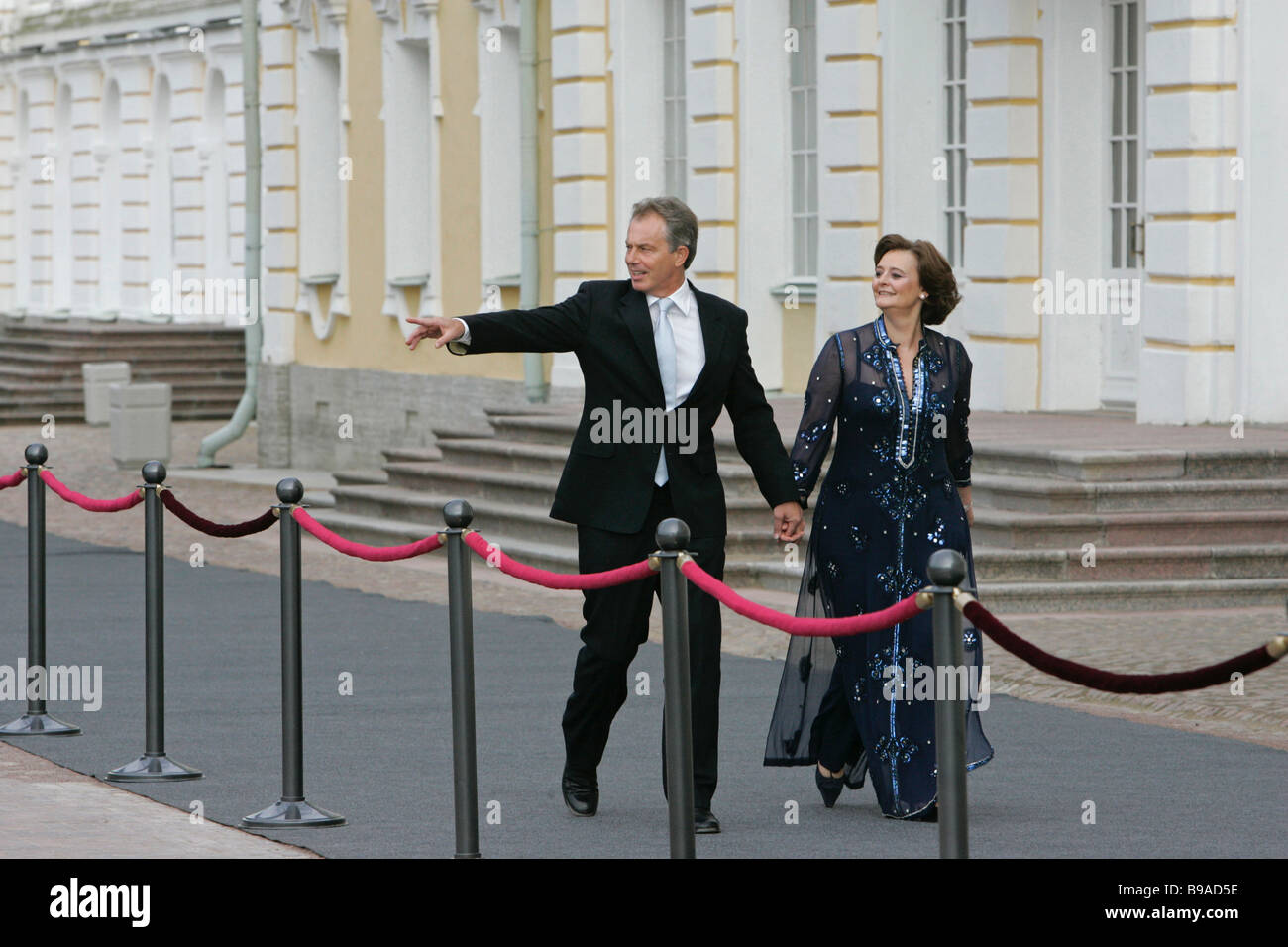 British Prime Minister Tony Blair with his wife before the informal