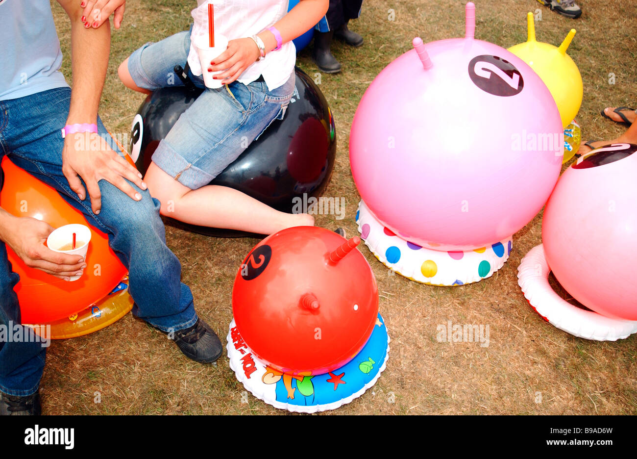 Space hoppers at Festival Stock Photo