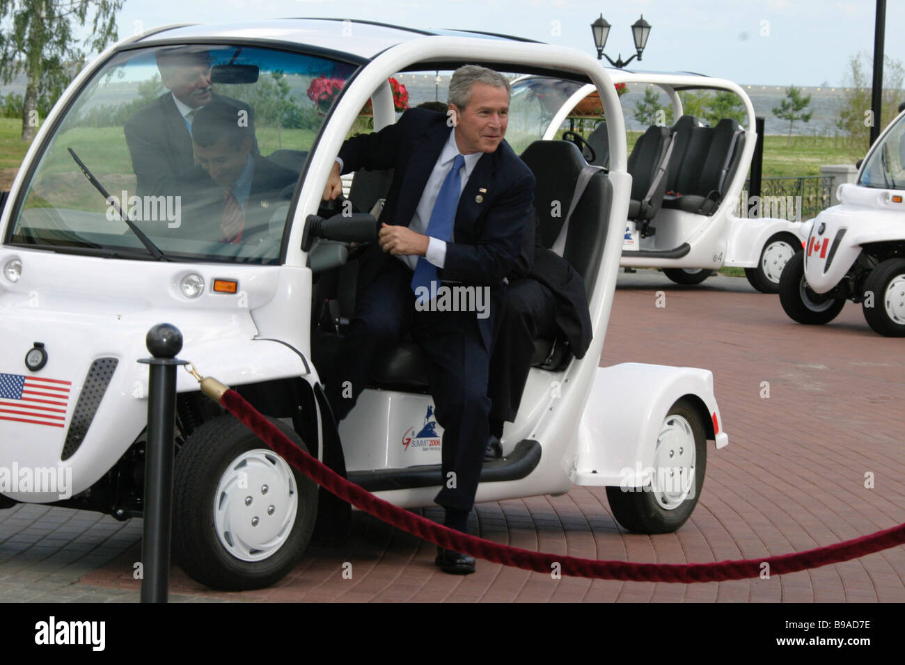 U S President George Bush before the working meeting of the G8 leaders Stock Photo