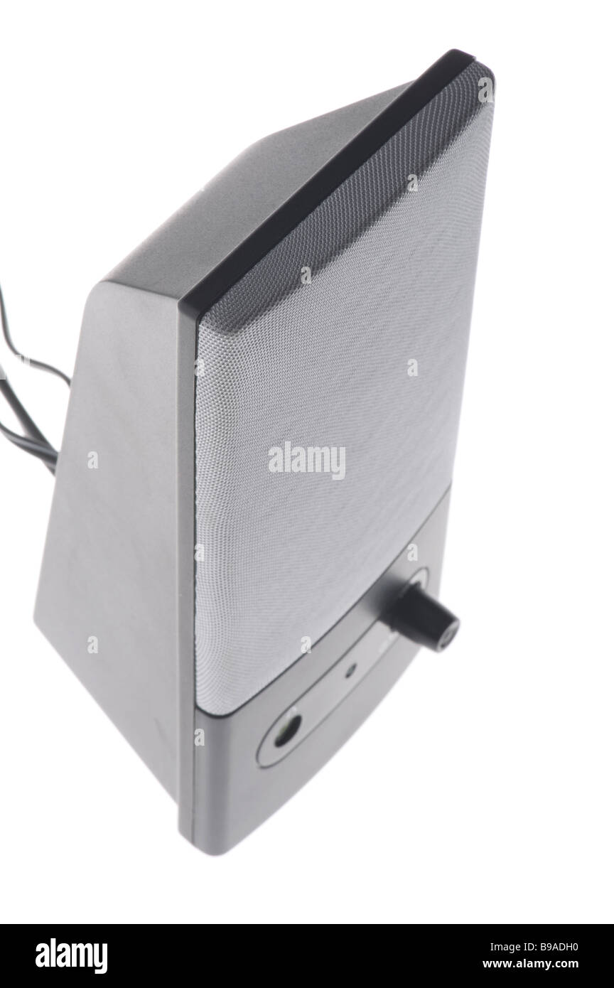 object on white black desktop speakers Stock Photo