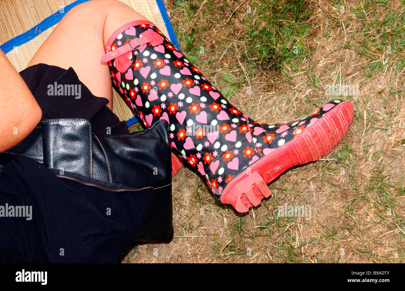 The essential festival wellie. Stock Photo