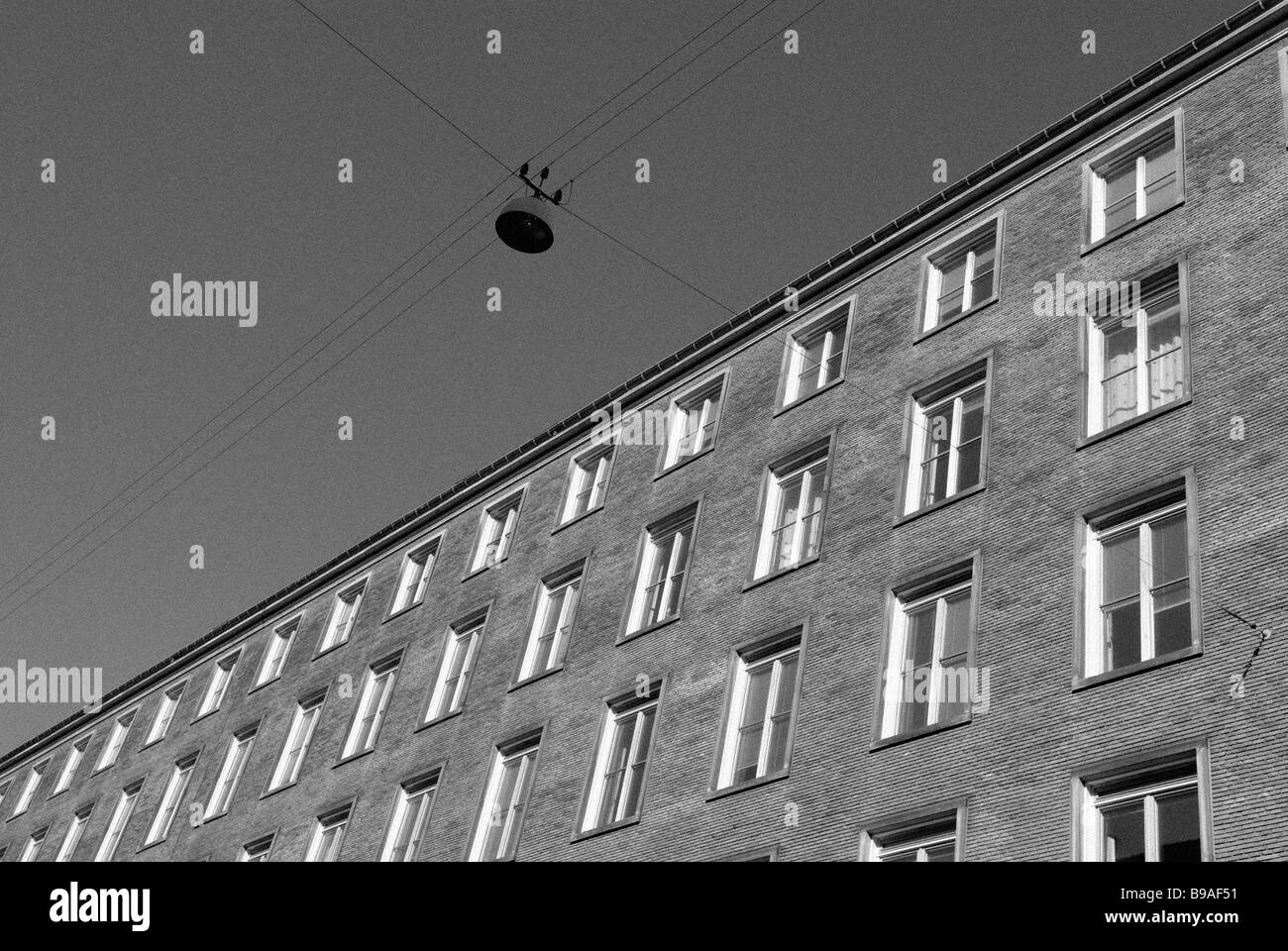 Facade building many windows Black and White Stock Photos & Images - Alamy