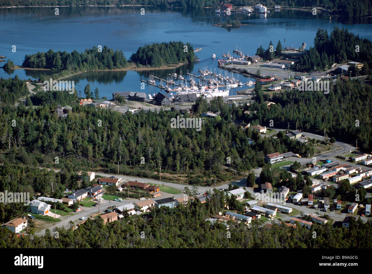 Aerial View of the Village of Ucluelet on the West Coast of Vancouver