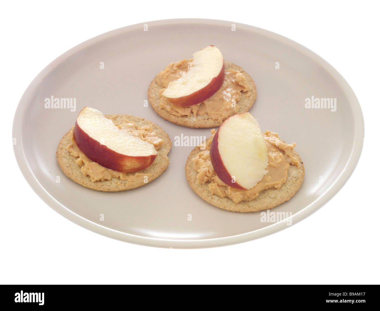 Oat Cakes with Apple and Peanut Butter Stock Photo Alamy