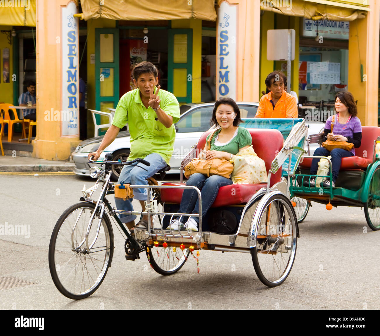 Bicycle Rickshaw Chinatown Singapore Stock Photo