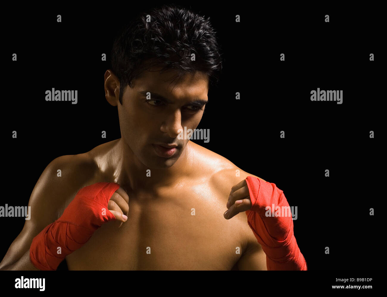 Man practicing boxing Stock Photo