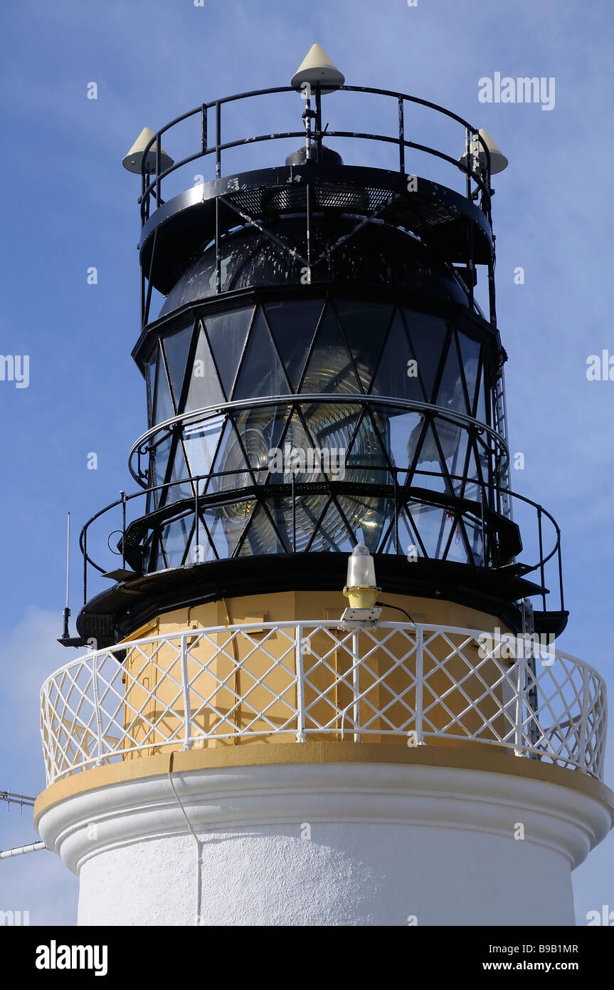Close view of the top of Sumburgh Head lighthouse, Shetland mainland. Stock Photo
