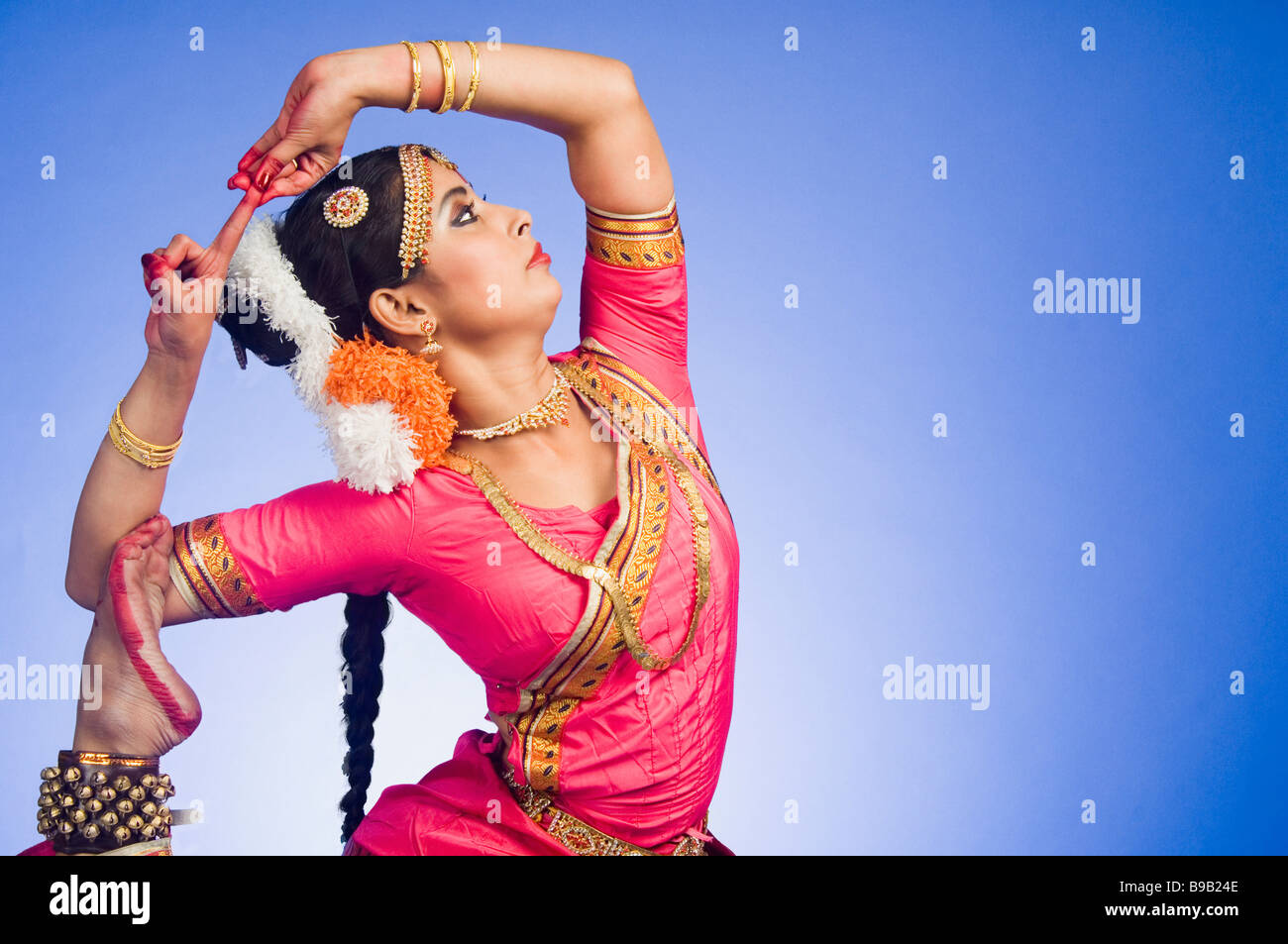 Woman performing Bharatnatyam the classical dance of India Stock Photo