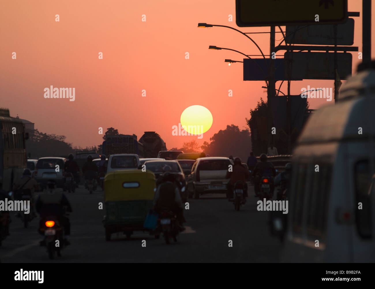 Traffic on the road, New Delhi, India Stock Photo