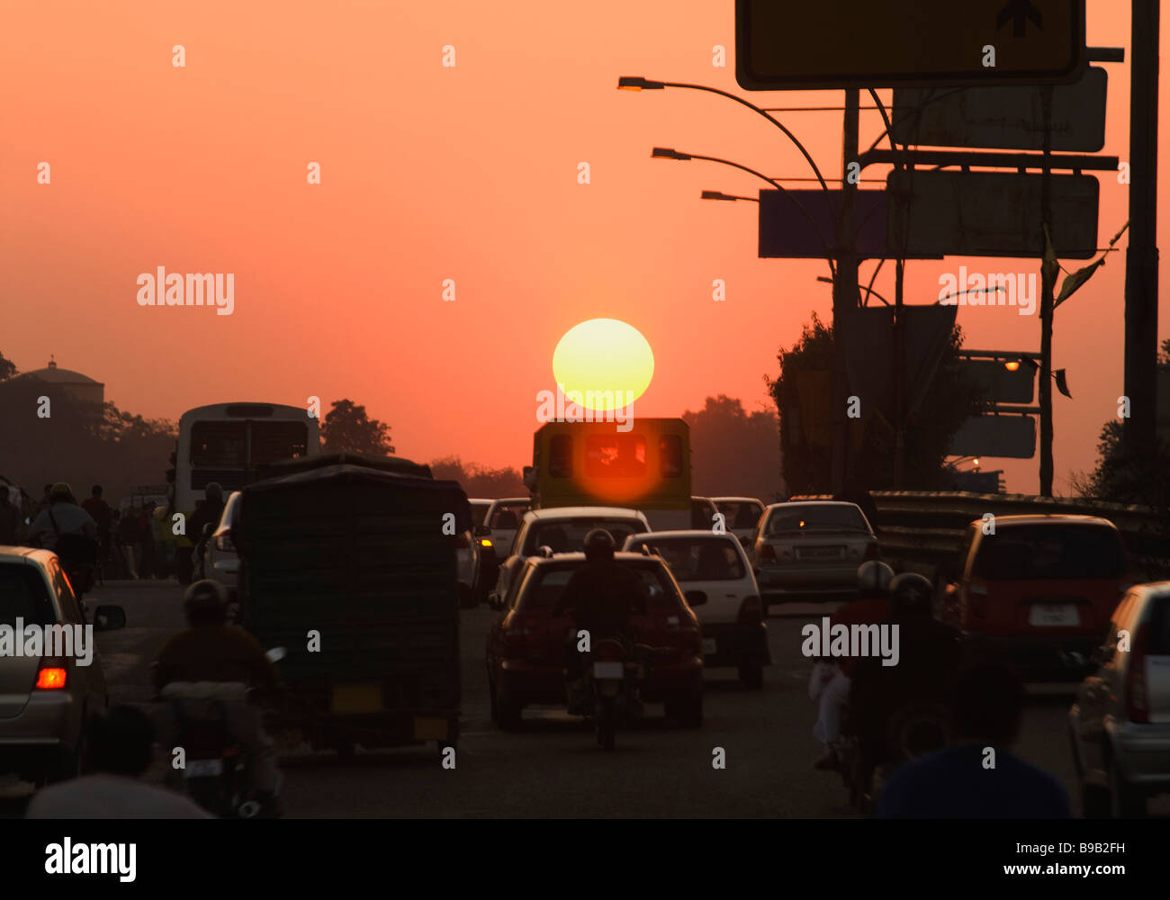 Traffic on the road, New Delhi, India Stock Photo