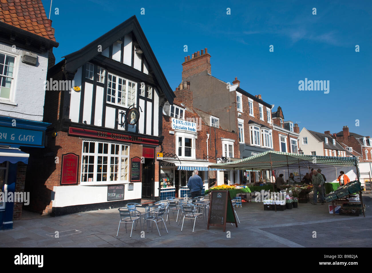 Outside market in Highgate Beverley, "East Riding" of Yorkshire