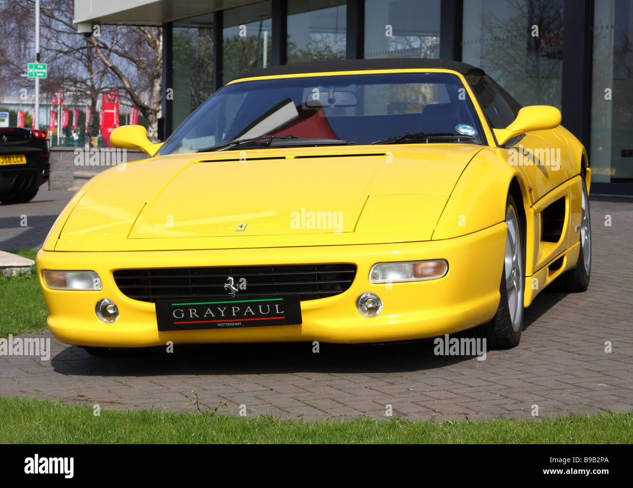 A Ferrari dealership in a U.K. city. Stock Photo