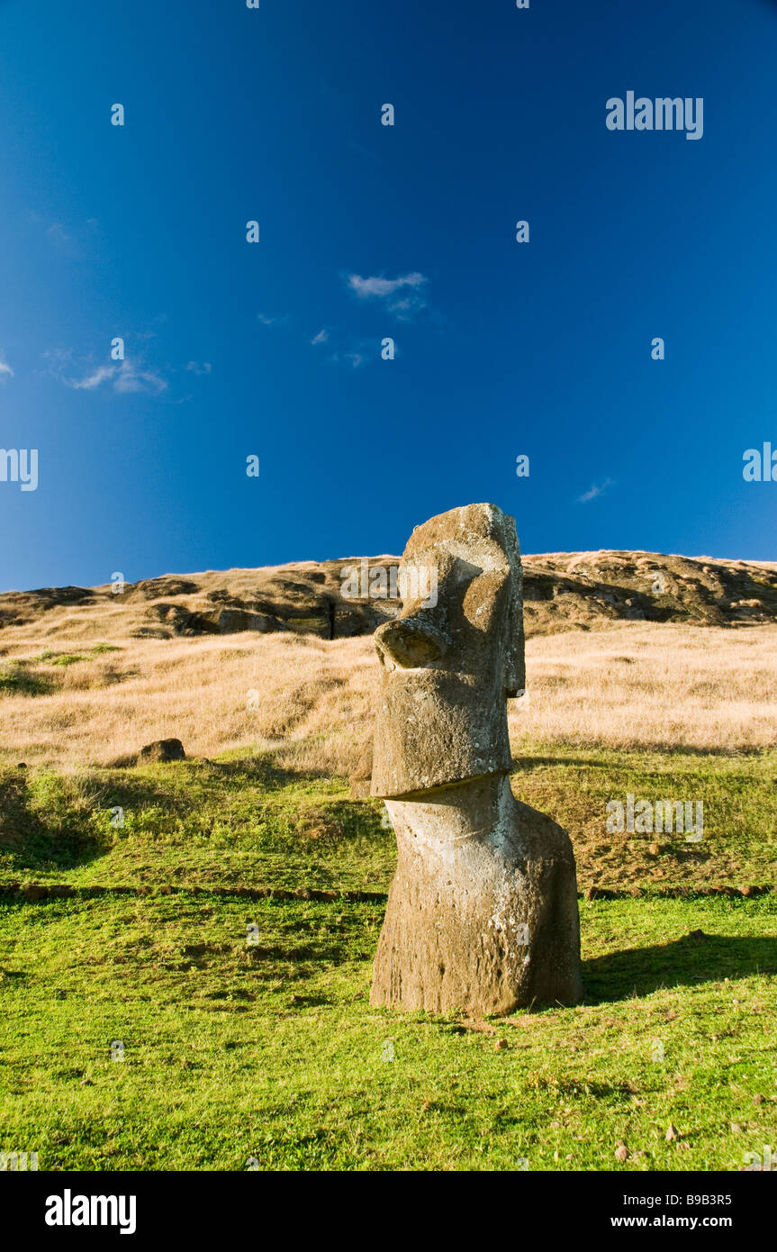 Easter Island, Quary, Rano Kau, Moais Stock Photo