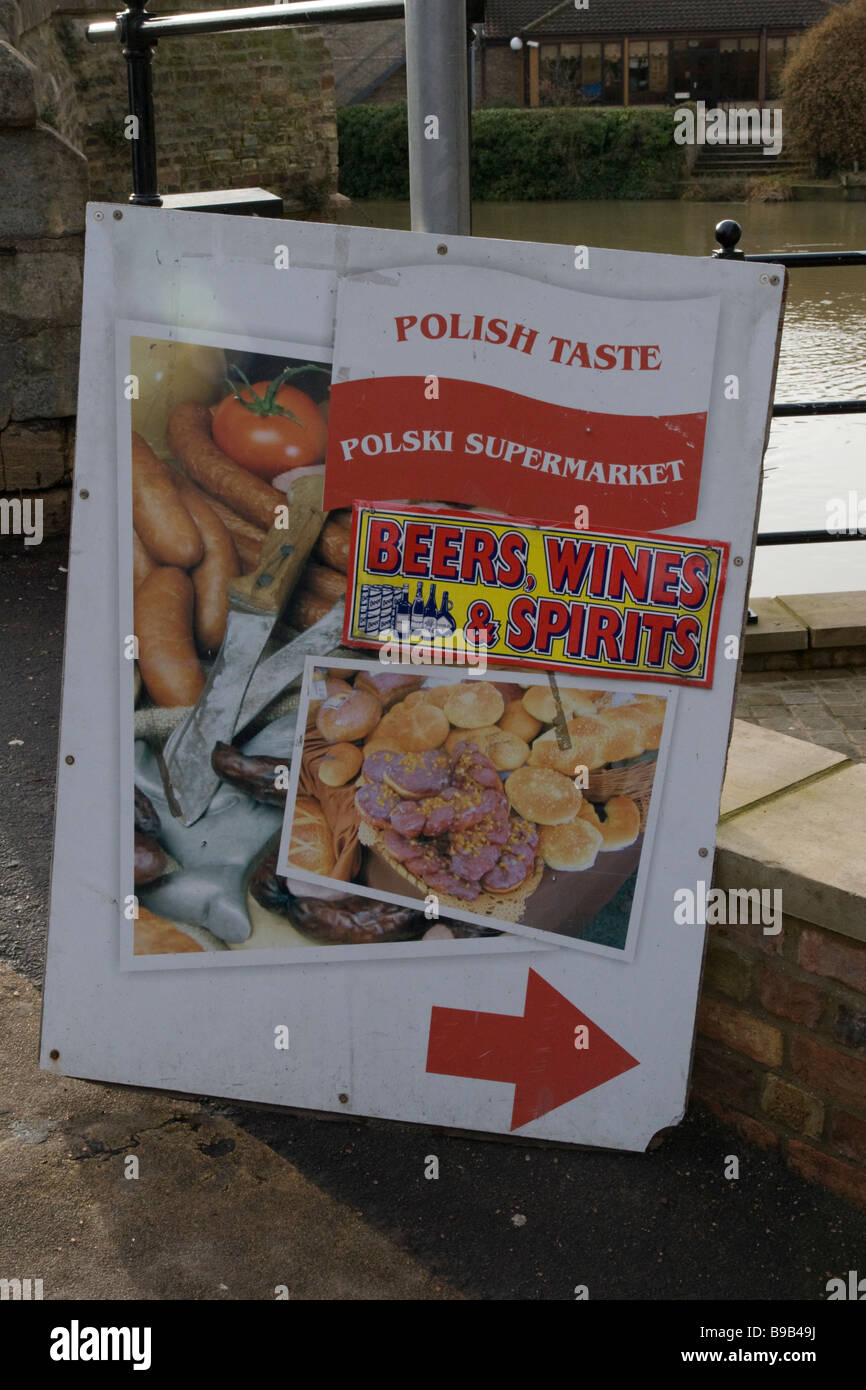Sign outside Polish Supermarket Great Britain Stock Photo