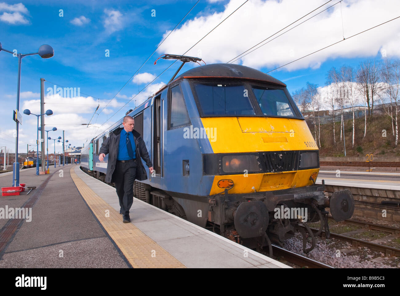 A National Express train waiting at the station in Norwich,Norfolk,Uk