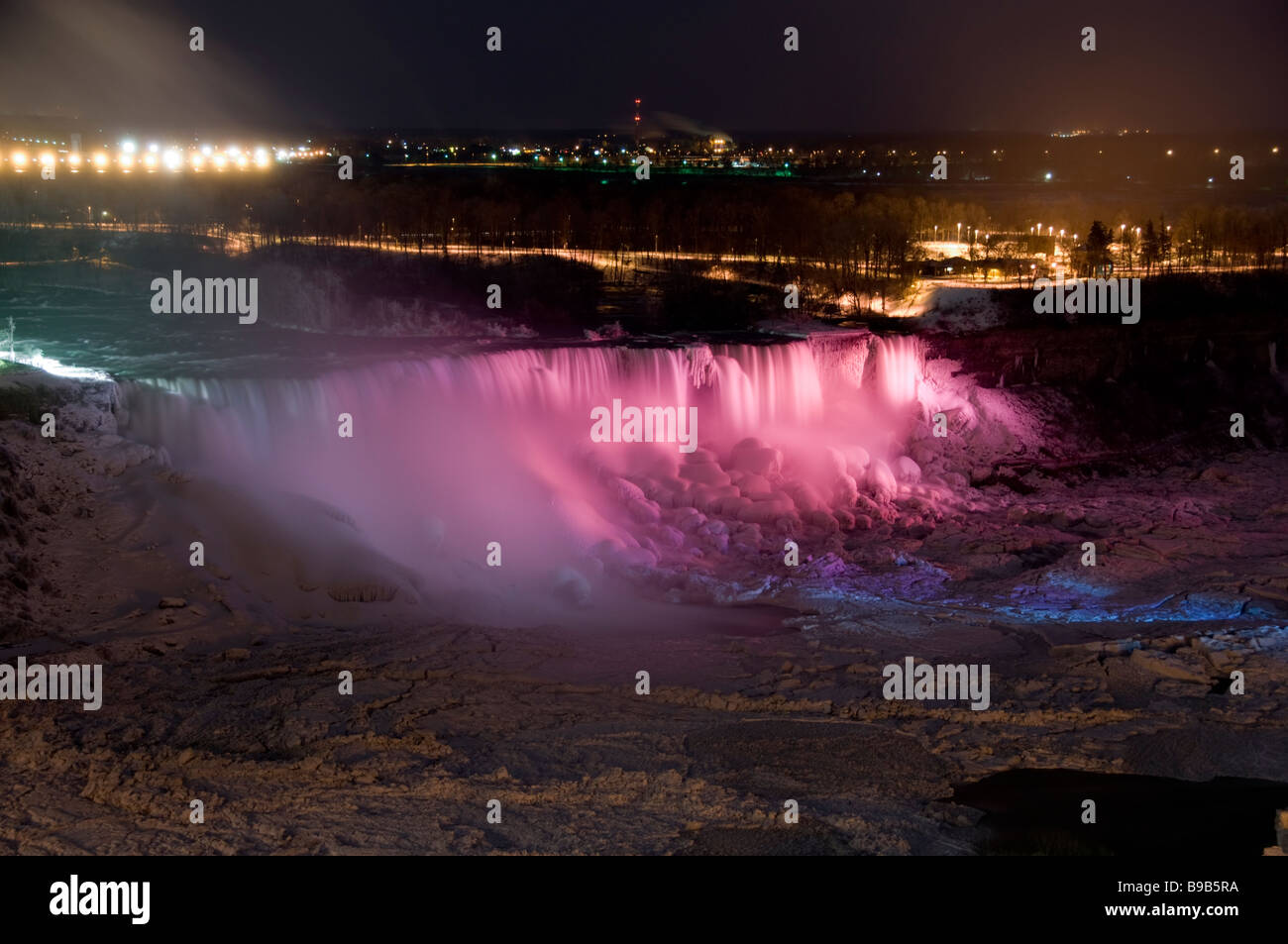 Niagara Falls (American Falls) at night Stock Photo Alamy