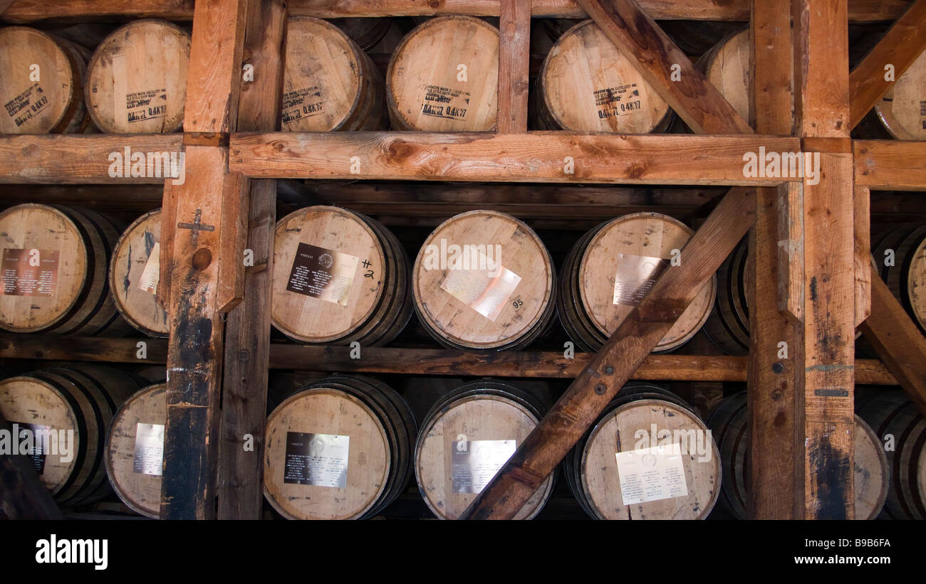 Oak whisky barrels Maker's Mark Distillery Loretto Kentucky USA Stock Photo