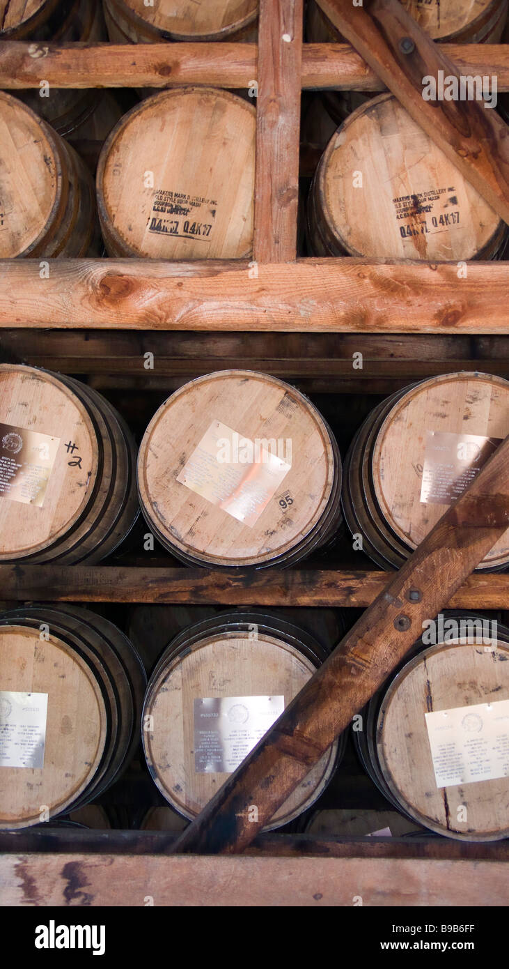 Oak whisky barrels Maker's Mark Distillery Loretto Kentucky USA Stock Photo