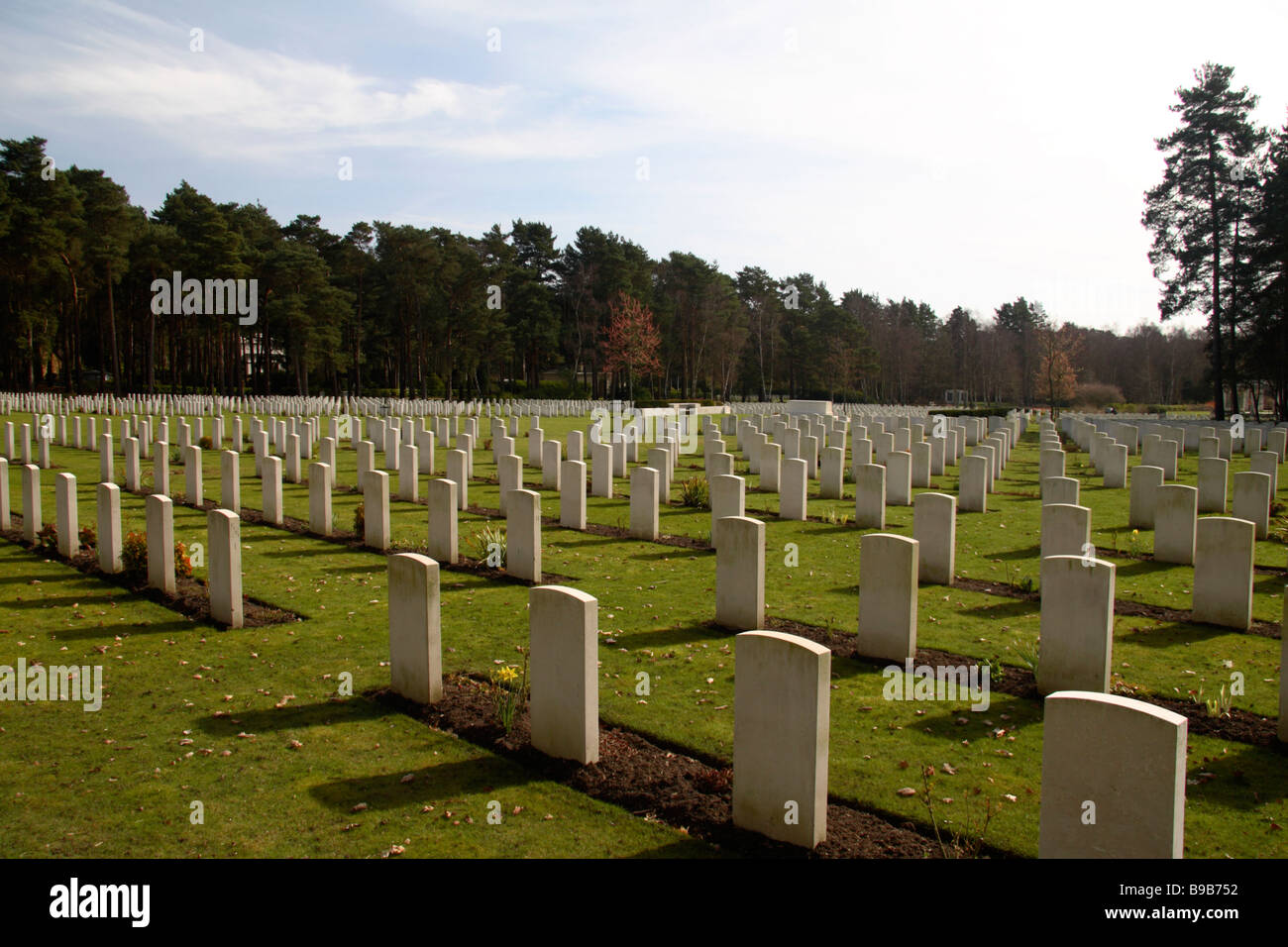 A view over Canadian headstones in the Brookwood Military Cemetery, Woking. Stock Photo
