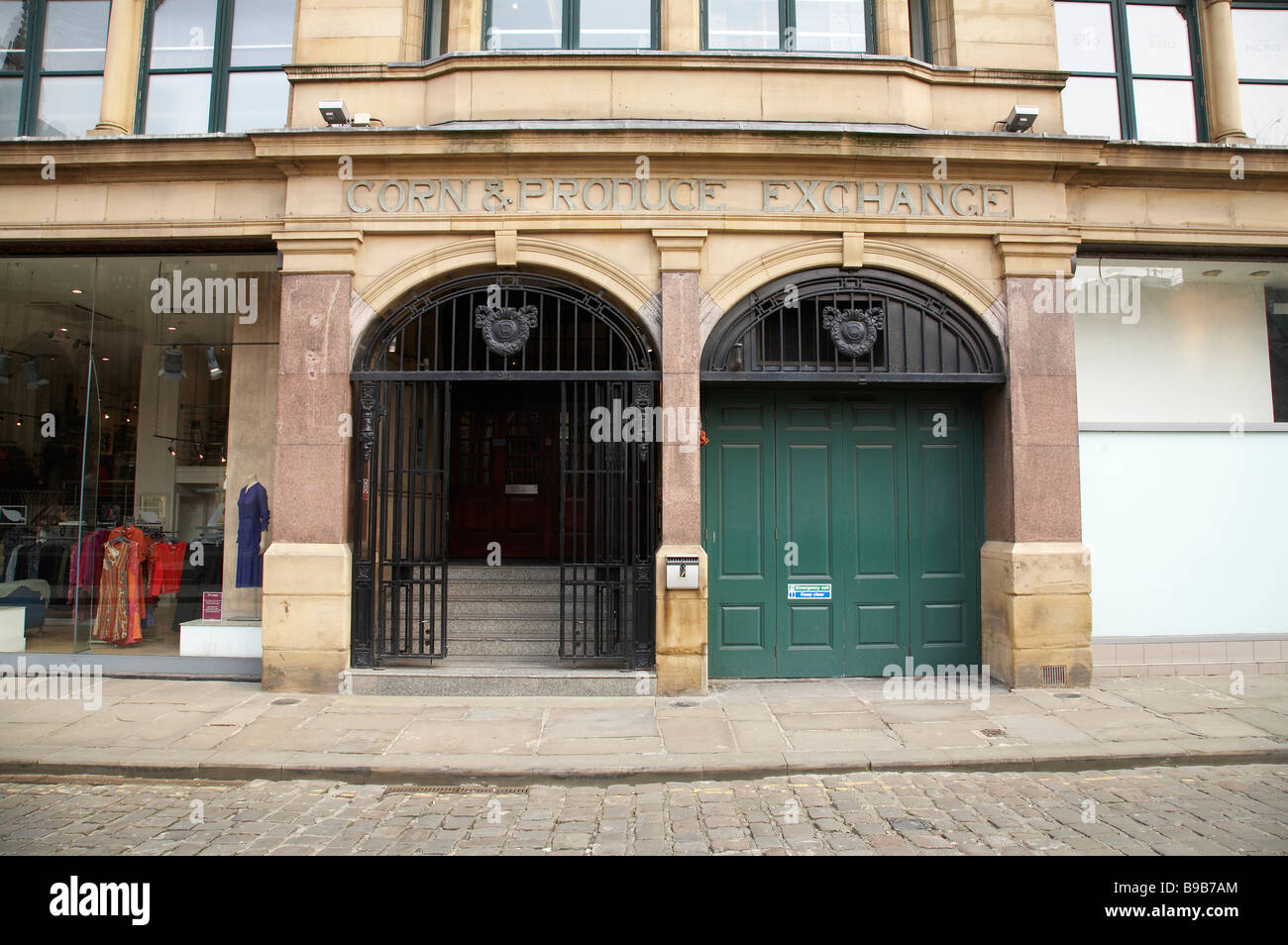 Back entrance to Corn & Produce Exchange in Manchester UK Stock Photo