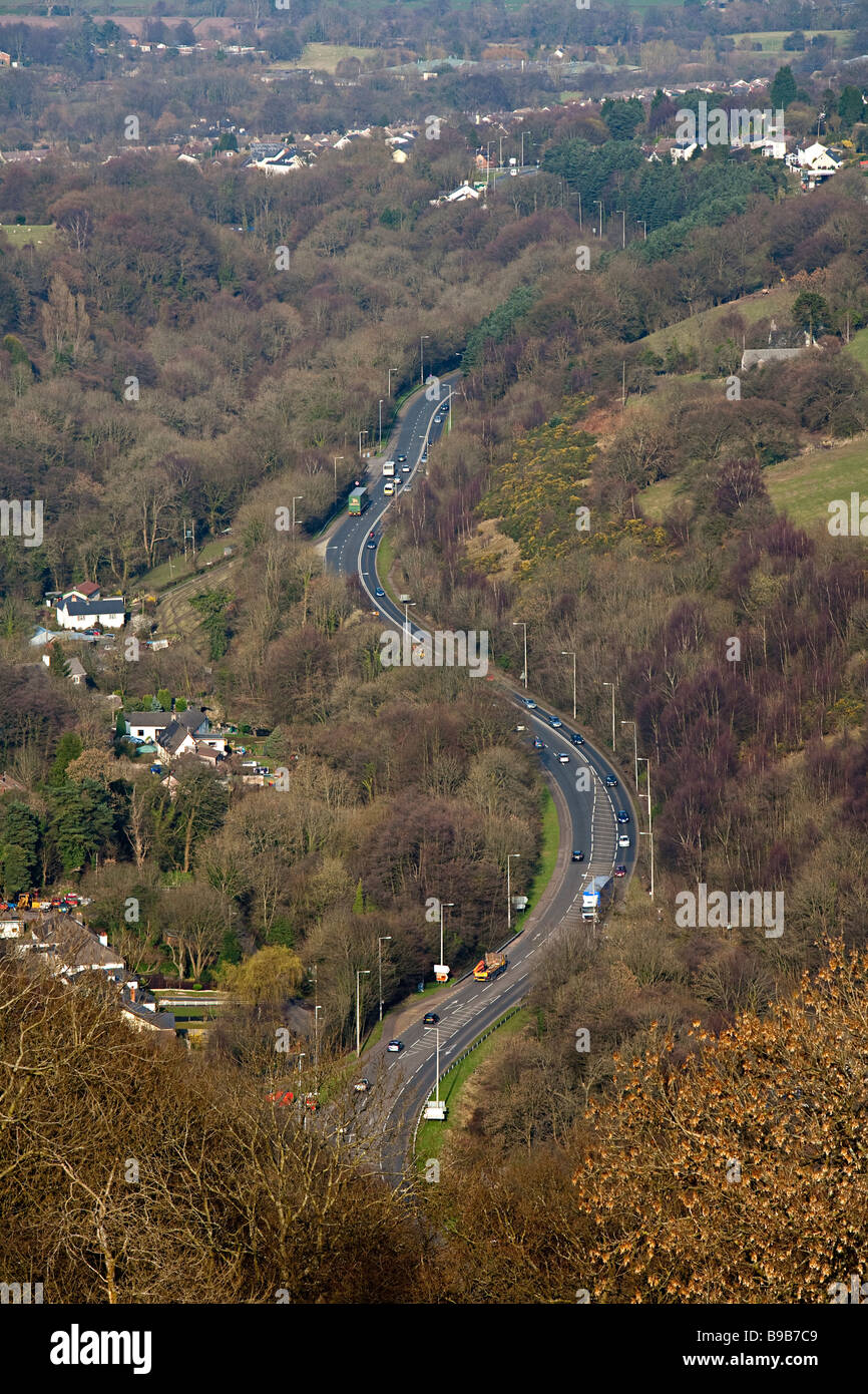 Heads of the Valleys road at lower end of Clydach Gorge Wales UK Stock Photo