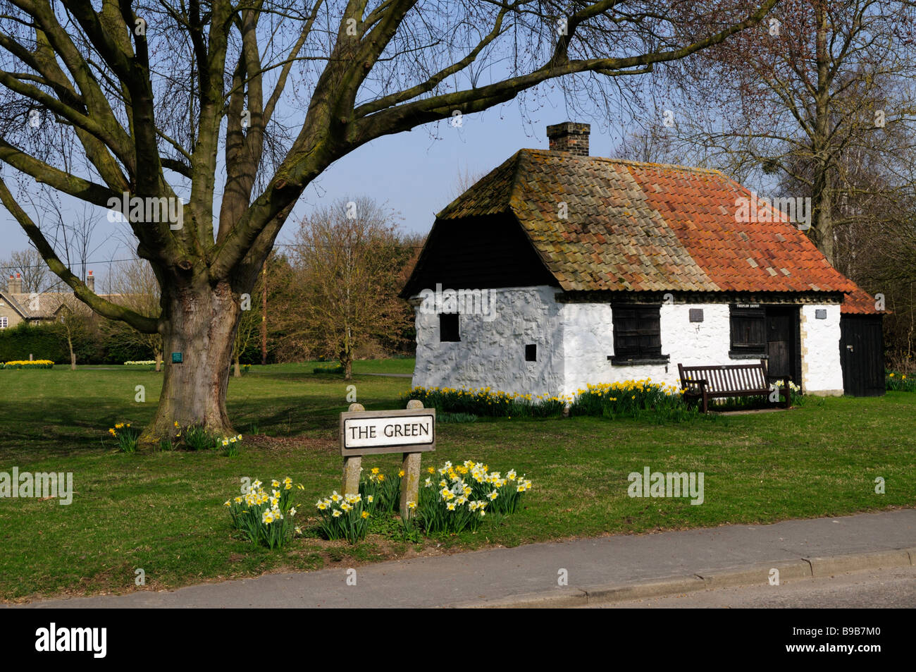 Thriplow Smithy and Village Green, Thriplow Cambridgeshire England UK Stock Photo